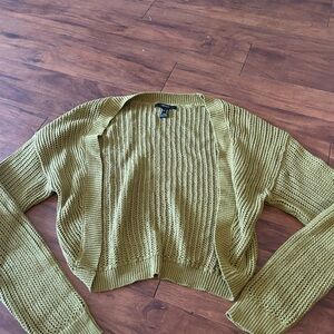 Forever 21 Green Ribbed Knit Cardigan